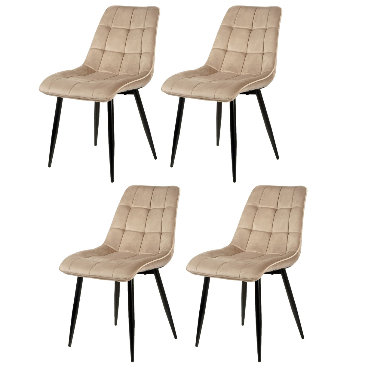 4x Set PRIME VITA Stuhl - Essen, Grau Samt, 48x60x89 cm