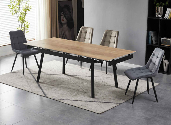 4x Set PRIME VITA Stuhl - Essen, Cappuccino Samt, 48x60x89 cm