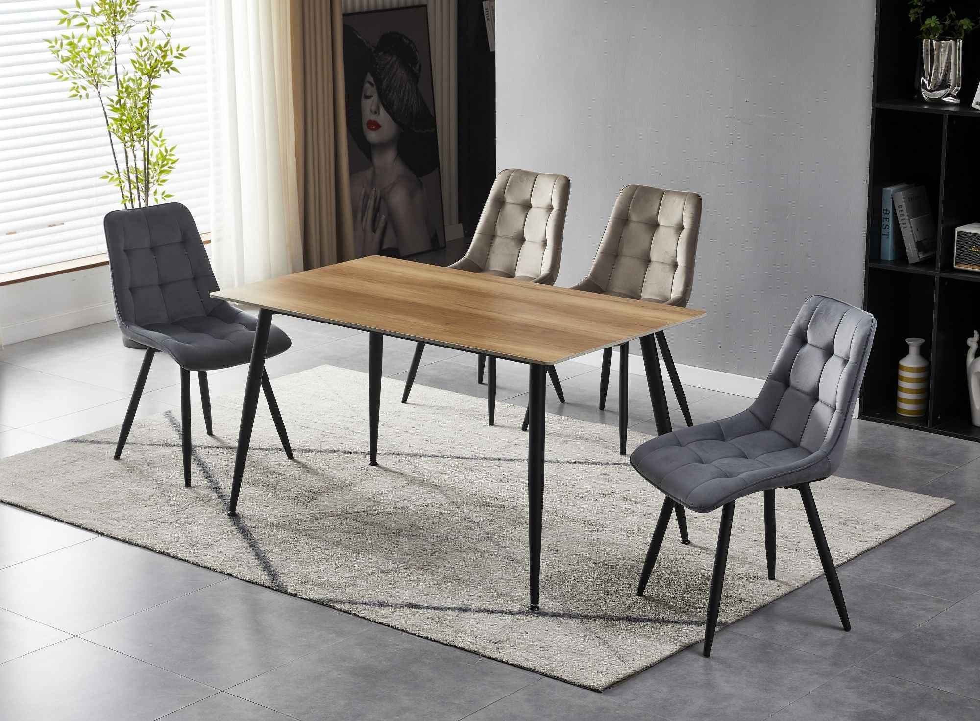 4x Set PRIME VITA Stuhl - Essen, Cappuccino Samt, 48x60x89 cm