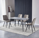 4x Set PRIME VITA Stuhl - Essen, Grau Samt, 48x60x89 cm