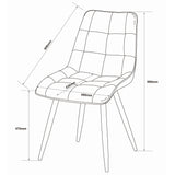 4x Set PRIME VITA Stuhl - Essen, Grau Samt, 48x60x89 cm