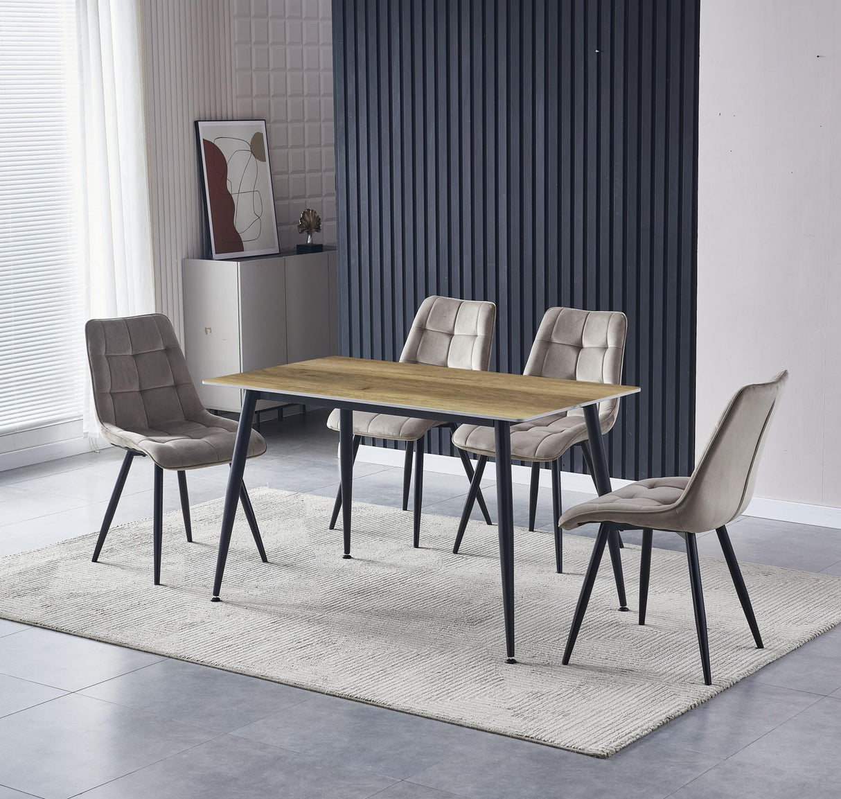4x Set PRIME VITA Stuhl - Essen, Grau Samt, 48x60x89 cm