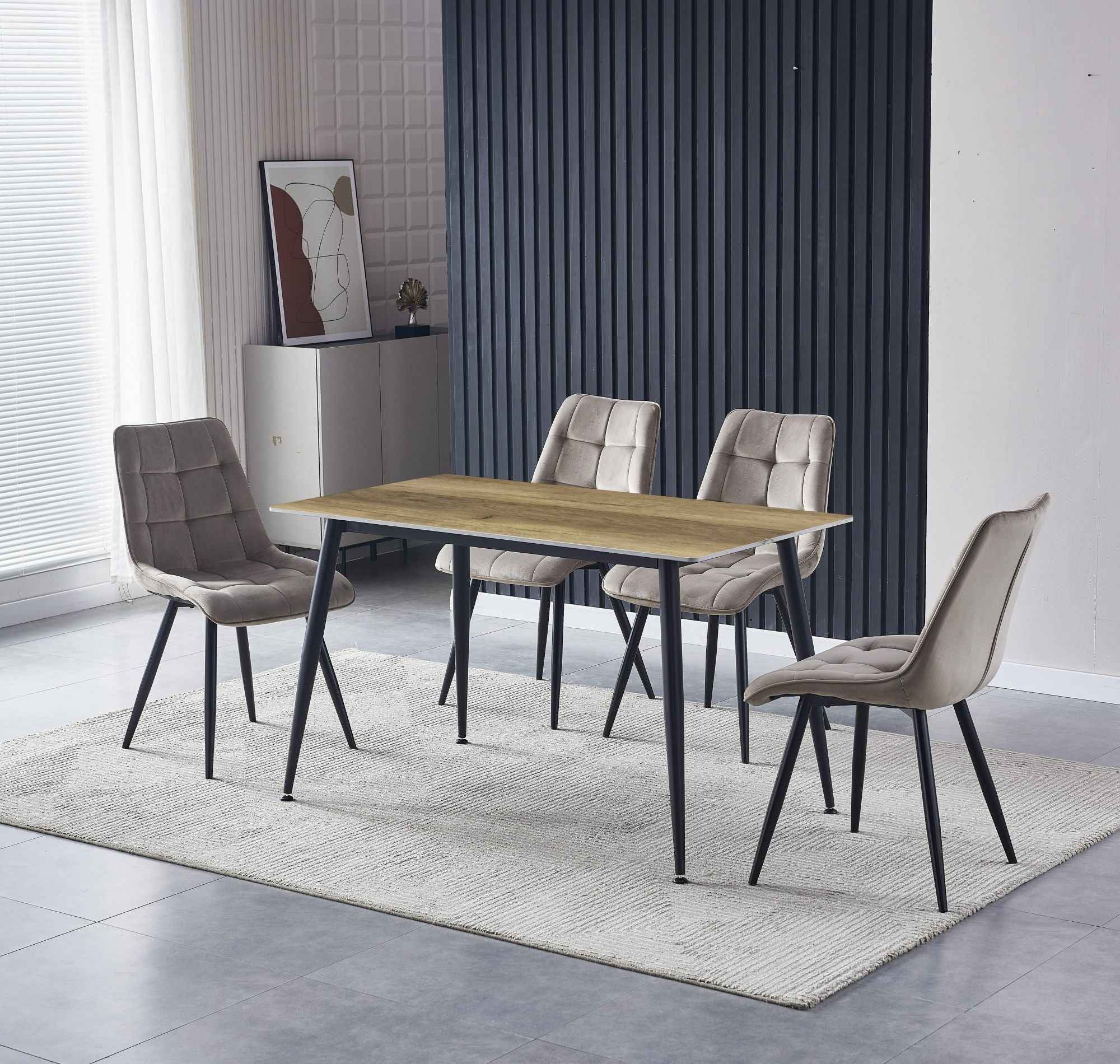 4x Set PRIME VITA Stuhl - Essen, Cappuccino Samt, 48x60x89 cm
