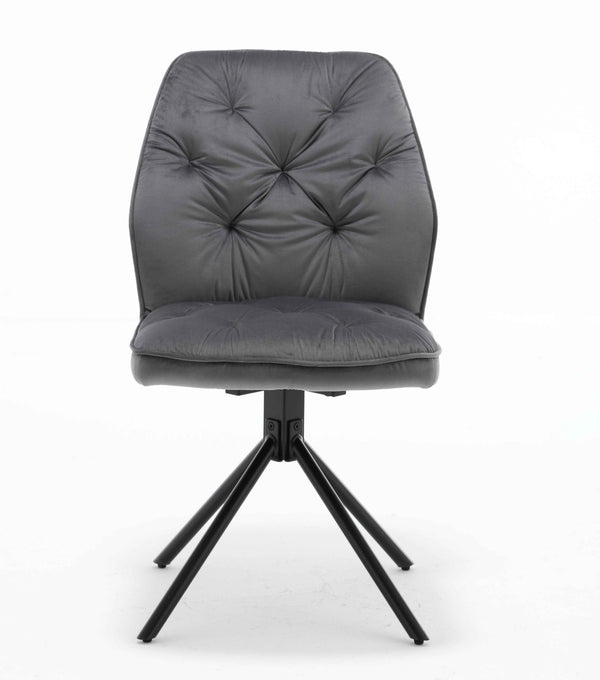 PrimeSpin – Drehbarer Esszimmerstuhl mit Sternfuß in Grau