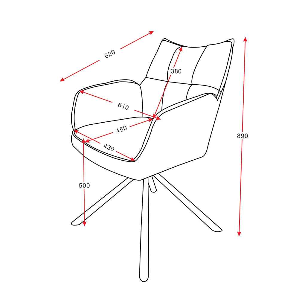 RADE Armlehnstuhl  180° drehbar, Grau - DESIGN 61x62x89cm