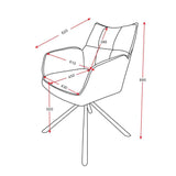 RADE Armlehnstuhl  180° drehbar, Grau - DESIGN 61x62x89cm