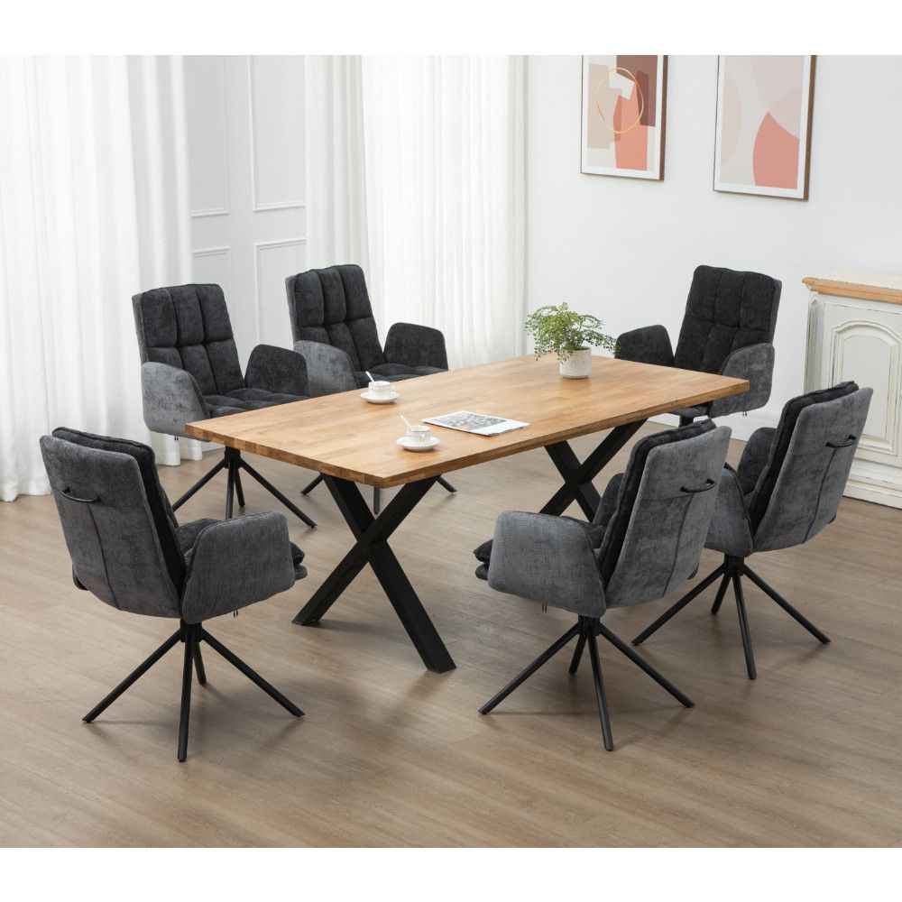 RALF DESIGN Armlehnstuhl  180° drehbar,  Grau -komplett bezogen