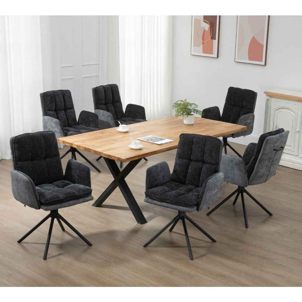 RALF DESIGN Armlehnstuhl  180° drehbar,  Grau -komplett bezogen