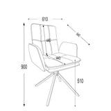 RALF DESIGN Armlehnstuhl  180° drehbar,  Grau -komplett bezogen