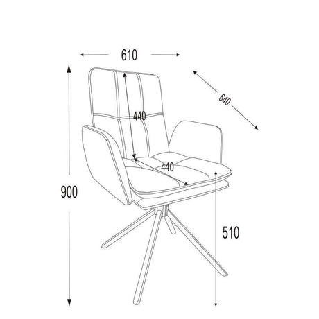 RALF DESIGN Armlehnstuhl  180° drehbar,  Grau -komplett bezogen