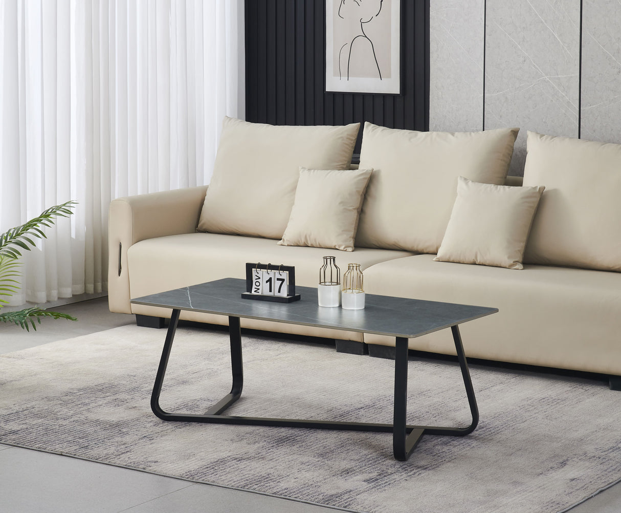 MIRALOS Couchtisch Marmor Look weiss 120×60×45 cm