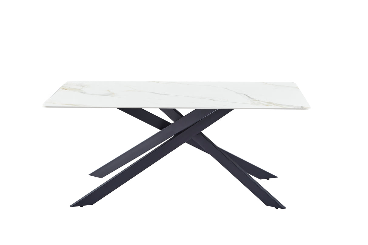 RICO Tisch aus Sinterstein, weißer HG-Marmor + Gold 160 × 90 cm