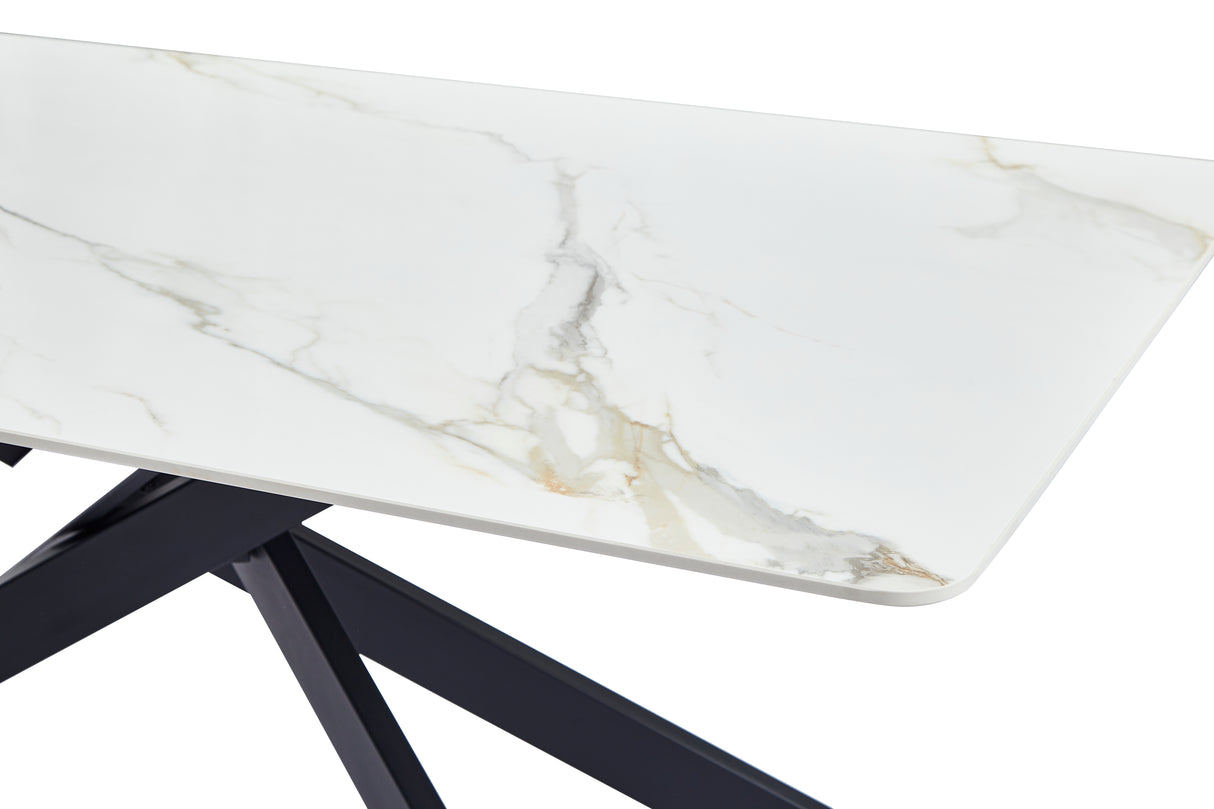 RICO Tisch aus Sinterstein, weißer HG-Marmor + Gold 160 × 90 cm