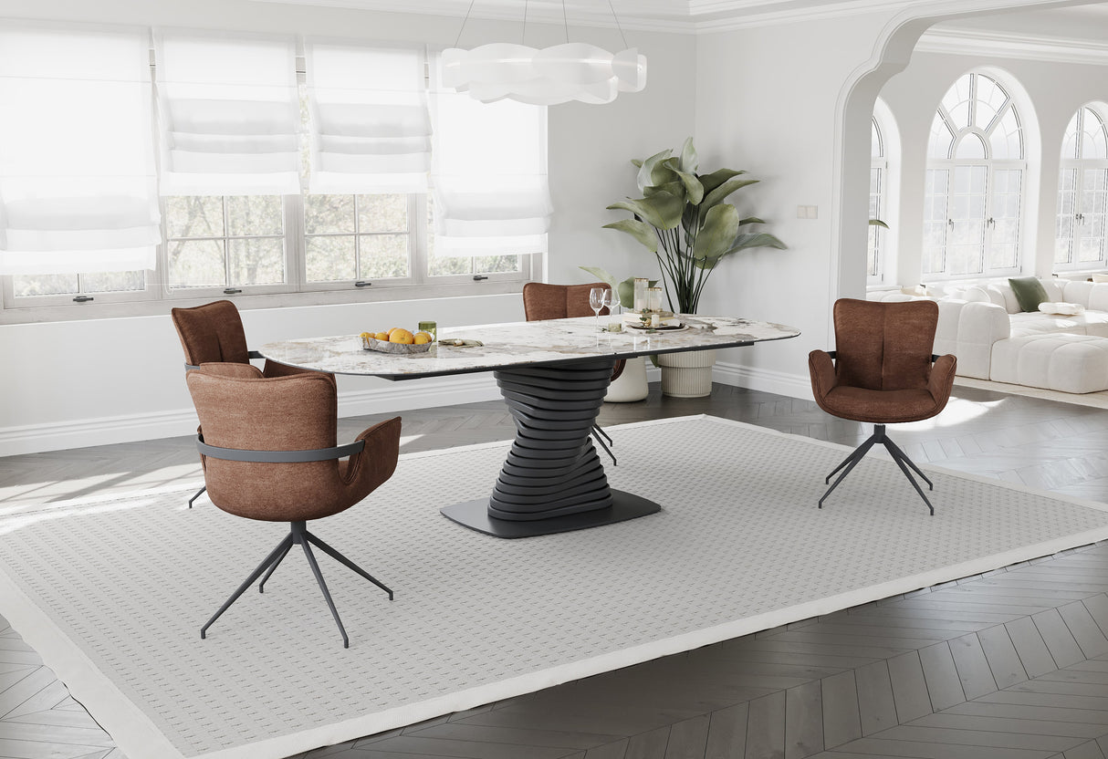 Sierra Tisch braunem Glas und Keramikplatte 240 × 110 cm