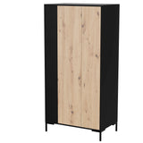 Schrank ROVERE 90×184×55cm – Schwarz matt & Eiche Artisan