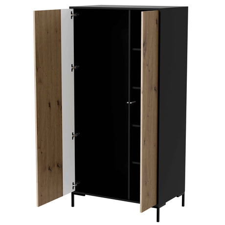 Schrank ROVERE 90×184×55cm – Schwarz matt & Eiche Artisan