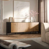 Nachttisch Set (2Stk.) ROVERE 44×52,5×40cm – Schwarz matt & Eiche Artisan