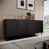 Sideboard VANTARA 200×85×45cm – Schwarz matt / Eiche Artisan