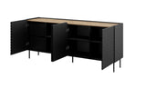 Sideboard VANTARA 200×85×45cm – Schwarz matt / Eiche Artisan