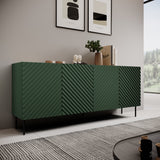 Sideboard VANTARA 200×85×45cm – Schwarz matt / Eiche Artisan