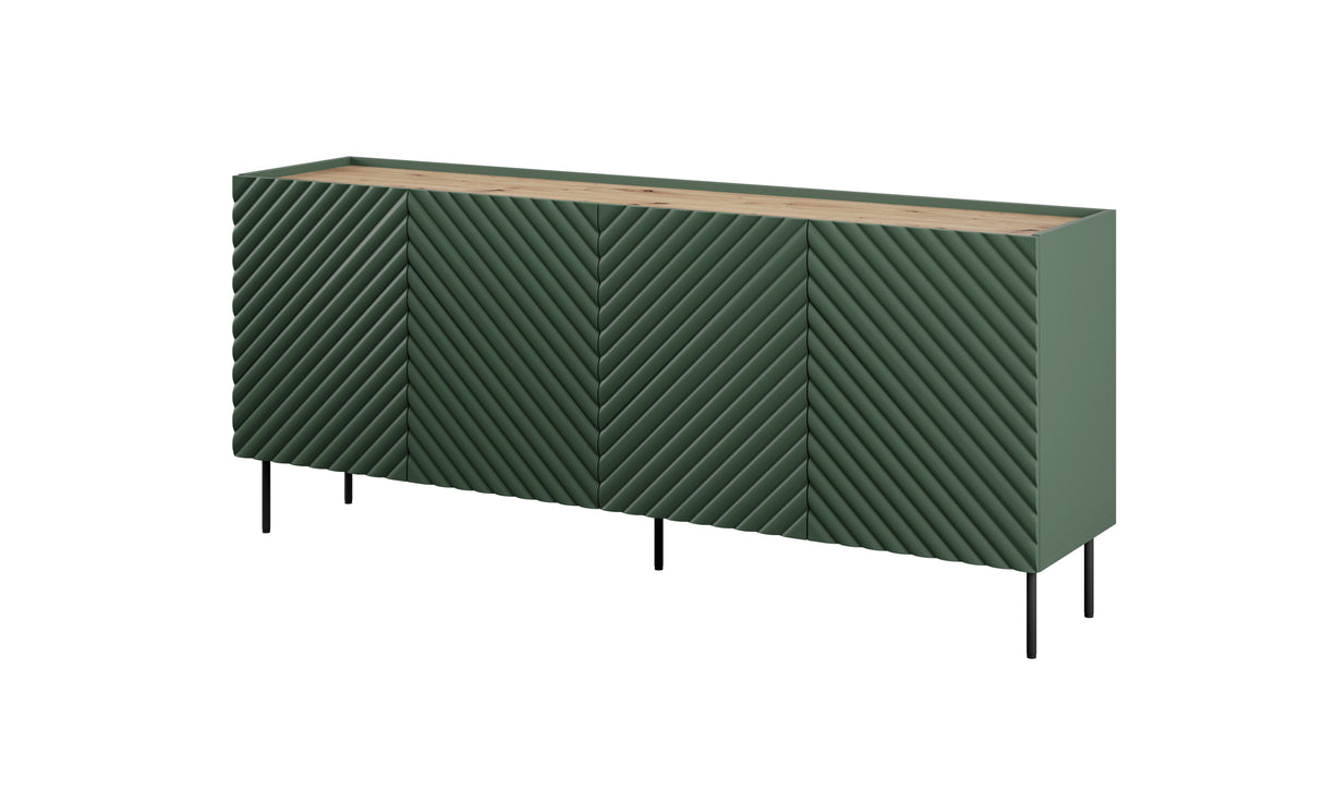 Sideboard VANTARA 200×85×45cm – Schwarz matt / Eiche Artisan