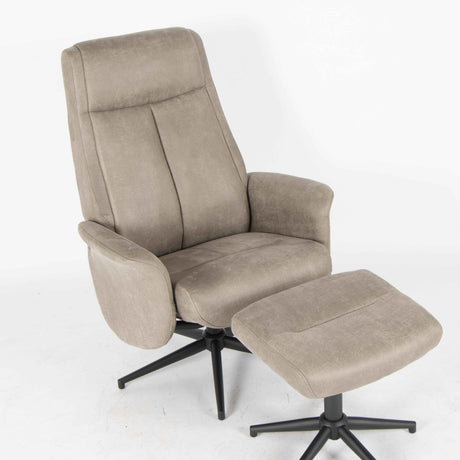 TOSSAT SET bequemer Relax Sessel Braun mit Hocker