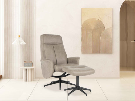 TOSSAT SET bequemer Relax Sessel Braun mit Hocker