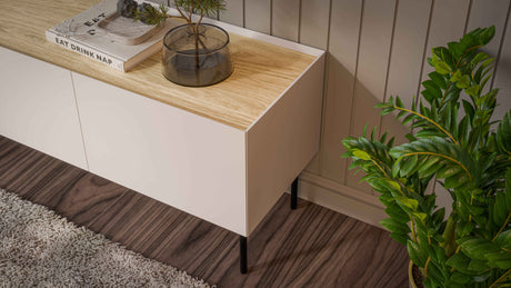 TV-Möbel VELINO 200×52×40 cm – Kaschmir matt & Eiche