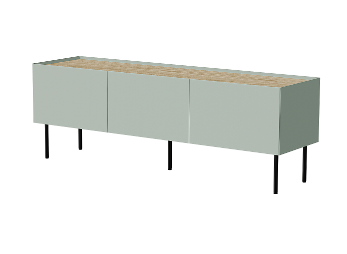 TV-Möbel VELINO 200×52×40 cm – Olive matt & Eiche