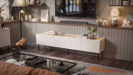 Kommode VELINO 150×70×40 cm – Kaschmir matt & Eiche