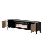 TV- Möbel & Kamin ROVERE 180×53.5×40cm – Schwarz matt & Eiche
