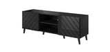 TV Möbel MONTARO 150×52×42 cm – Schwarz Hochglanz/ Abstrakt