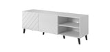 TV Möbel MONTARO 150×52×42 cm – Weiss Hochglanz/ Abstrakt