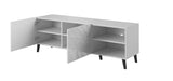 TV Möbel MONTARO 150×52×42 cm – Weiss Hochglanz/ Abstrakt