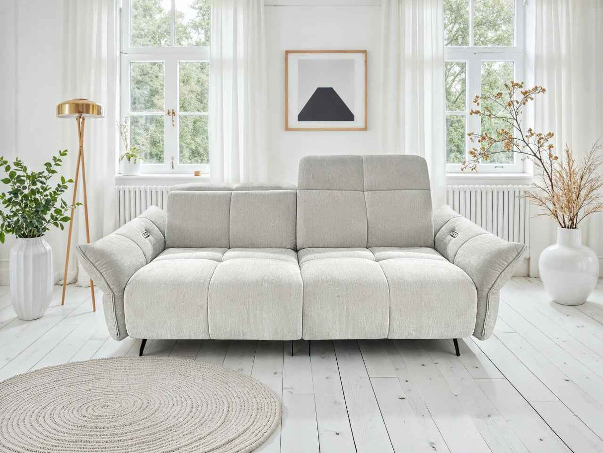 VANDEM Design Sofa grau Funktionssofa mit elektrischer Relaxfunktion