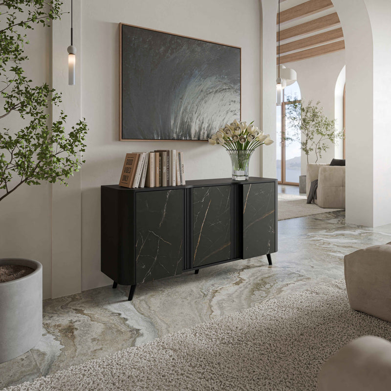 Vektor Design Kommode 150x75cm, Schwarz Struktur