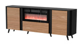 Vektor Sideboard 200cm+ Kamin, Schwarz