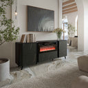 Vektor Sideboard 200cm+ Kamin, Schwarz Struktur