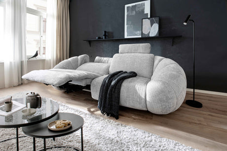 WERDE Design Sofa , elektrisch verstellbar - grau 265/109/103cm