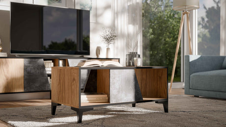 Couchtisch CAN 90×39×50 cm – Beton Grau & uralte Eiche