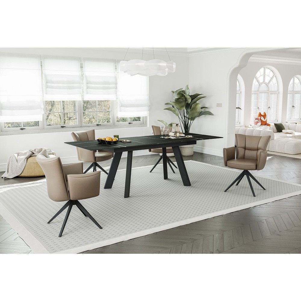 Ausziehtisch JELIA Keramikglas schwarz