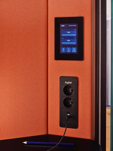 Coda - Ein-Personen-Akustikkabine Weiss / Orange Blue Line