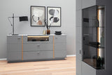Sevilla Kombi-Vitrine LED 80 x 207 x 38 cm arktisgrau