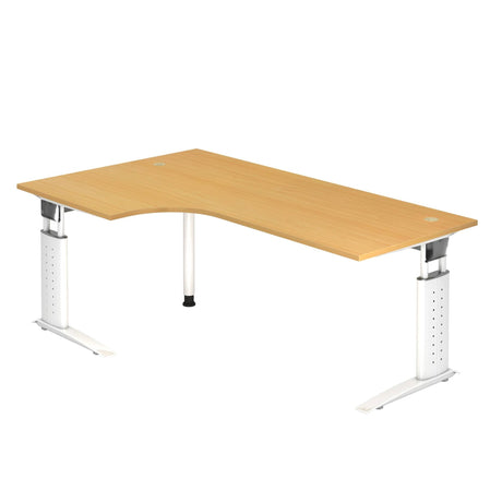 Höhenverstellbar Eckschreibtisch Freiform Buche Buche C-Fuß 2.000 (B) x 1.200 (T) x 860 (H) mm Spanplatte, Stahl Red Line