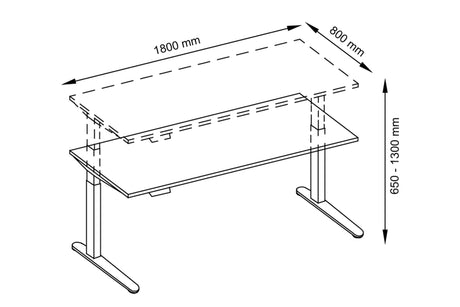 Ergo Schreibtisch XBHM19 Asteiche /Weiß 180x80cm Höhenverstellbar Red Line
