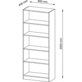 Holz Bücherregal 4 Fachböden 800 x 400 x 2.004 mm Weiß Red Line