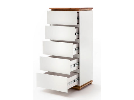 Chiaron Hochkommode weiss matt lackiert / Ast Eiche MCA Furniture
