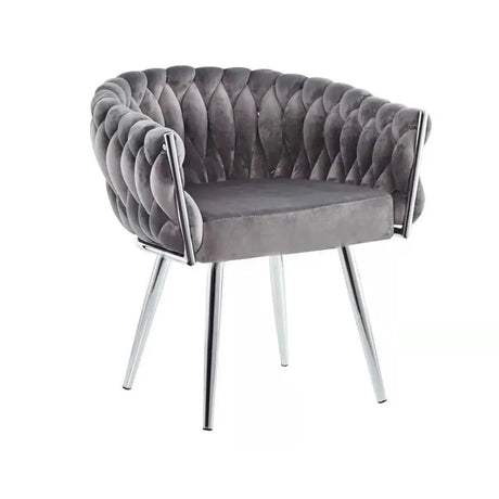 Stuhl Eva 2-Set, Gestell aus Velvet, grau, Chrom - Prime Möbel