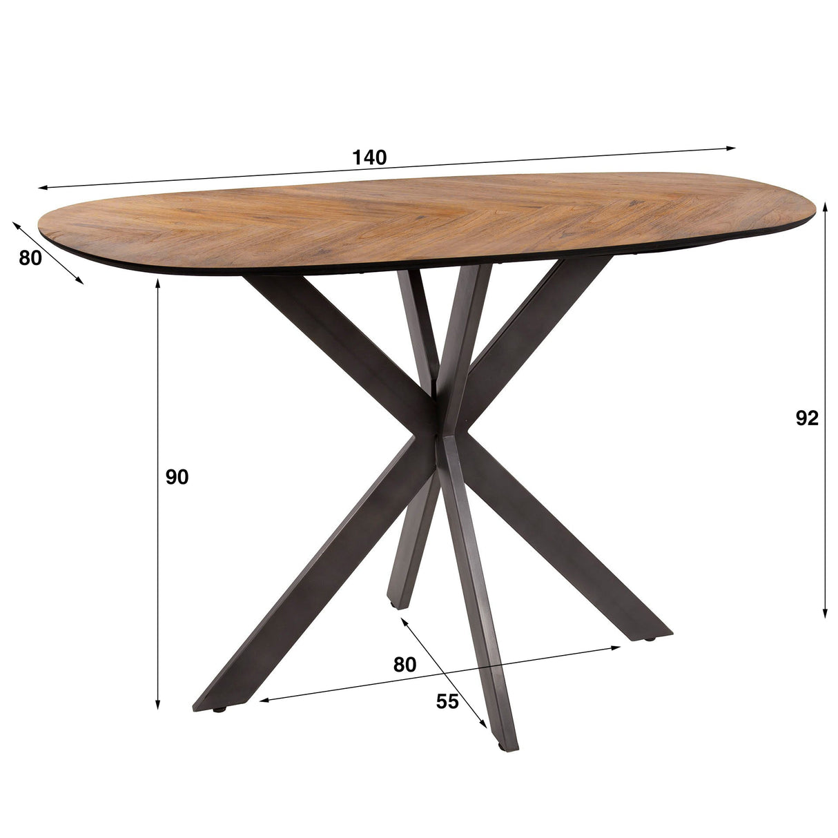 Fox Bartisch 140cm Teakholzfurnier mit organischer Note Prime Möbel