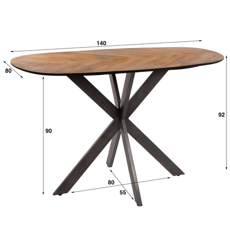 Fox Bartisch 140cm Teakholzfurnier mit organischer Note Prime Möbel